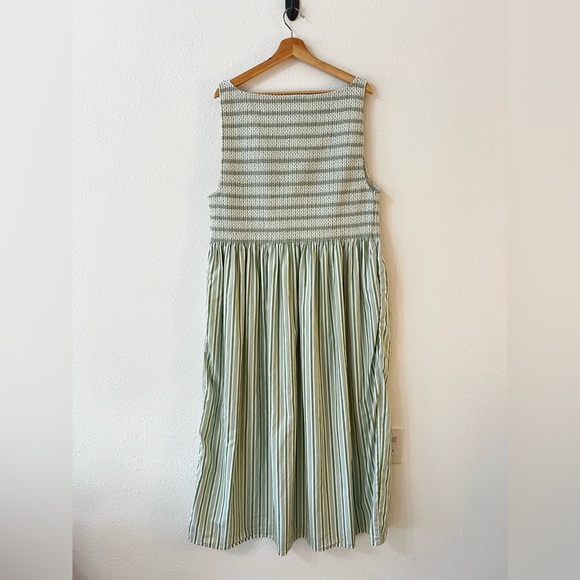 Sleeveless Midi Dress in Soft Sage Stripe - Picture 3 of 7